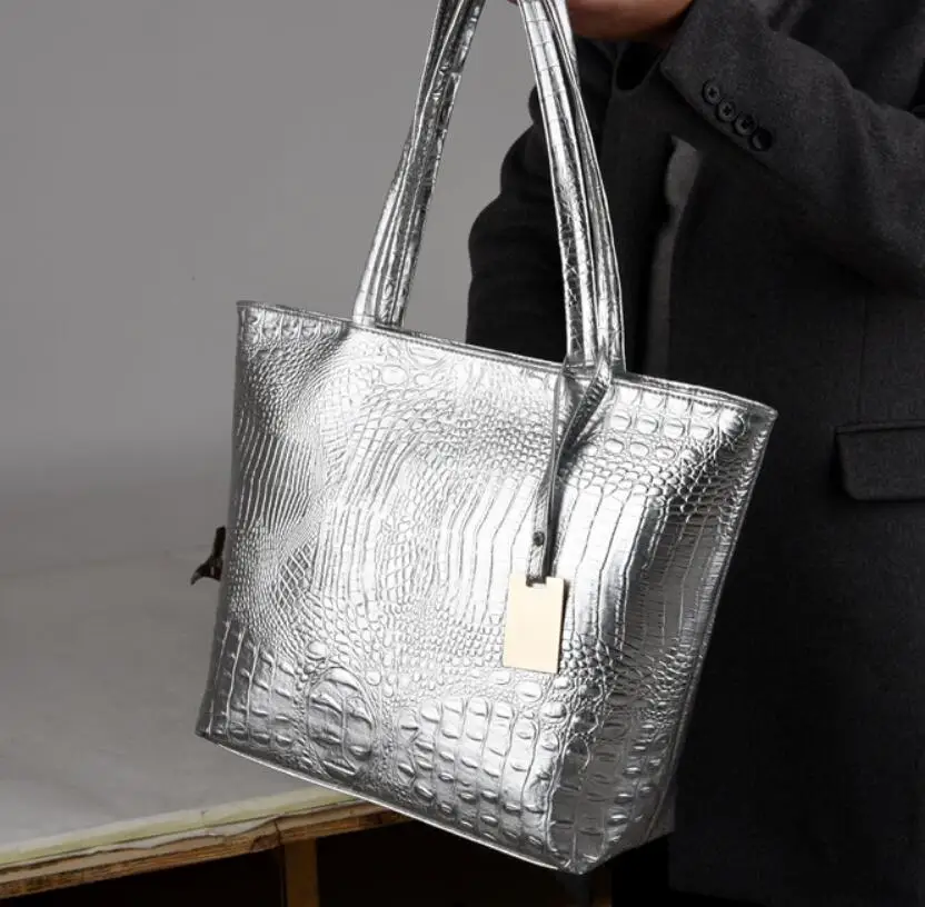 

Сумка-крокодил в стиле ретро, женская сумка-крокодил, вместительная повседневная сумка-мессенджер через плечо из кожи аллигатора, женская с...