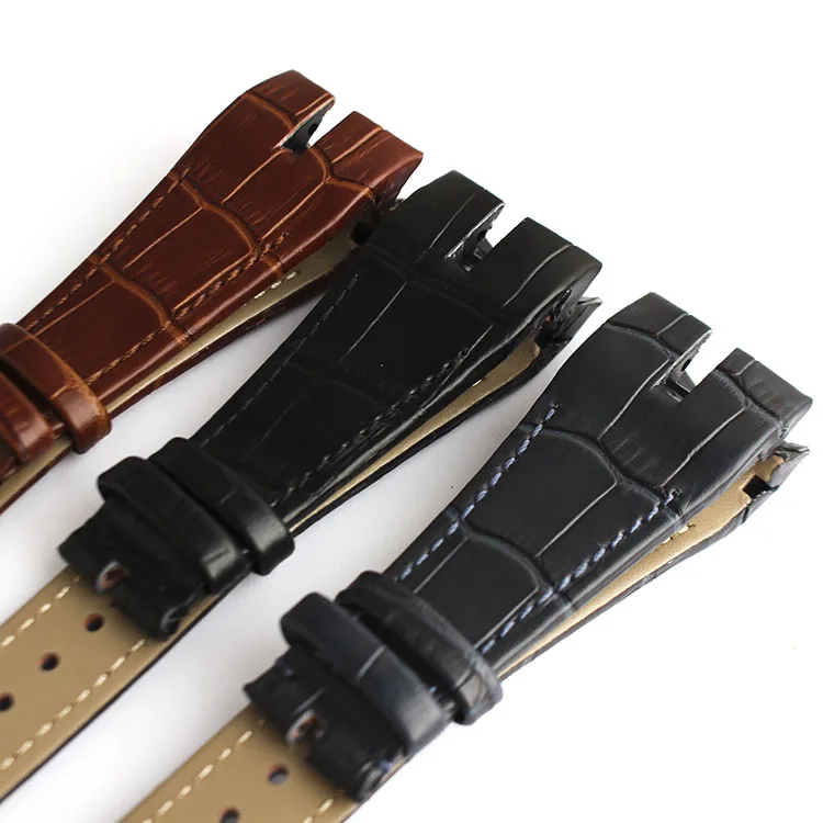 Black dark blue 26mm Genuine Leather watchband strap special for Roger Dubuis EXCALIBUR series bracelet