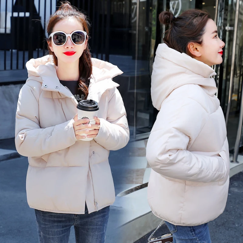 Модные женские зимние куртки короткие оранжевые/красные теплые хлопковые пальто