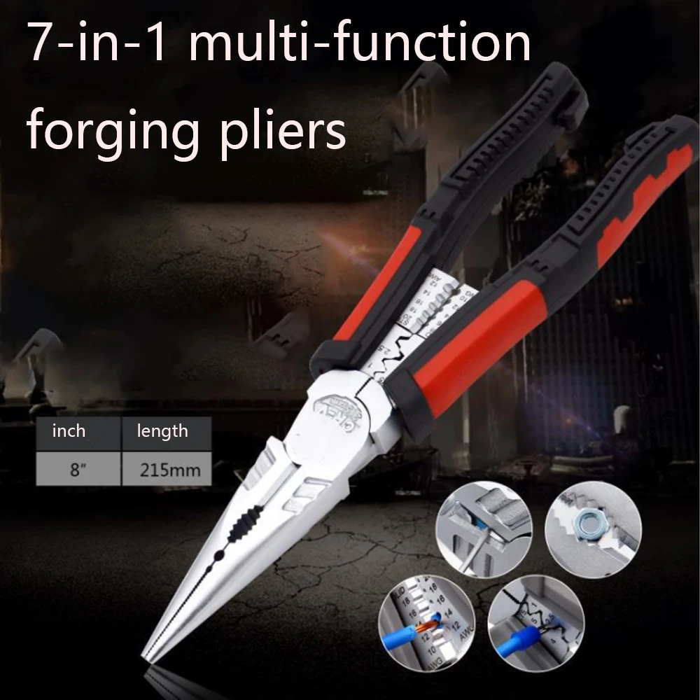 

Multitool Pliers Terminal Crimping Tool Wire Stripper Cable Cutter Crimper Crimp Plier Long Nose Pliers for Electrician