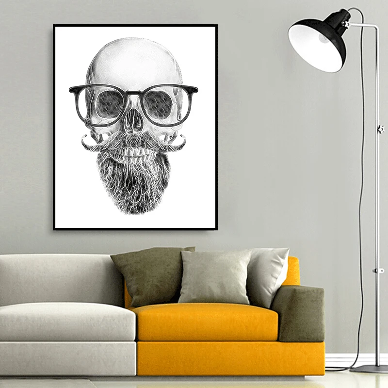 Стильная Картина на холсте Morderm Cool Scull Man постер для украшения гостиной дома