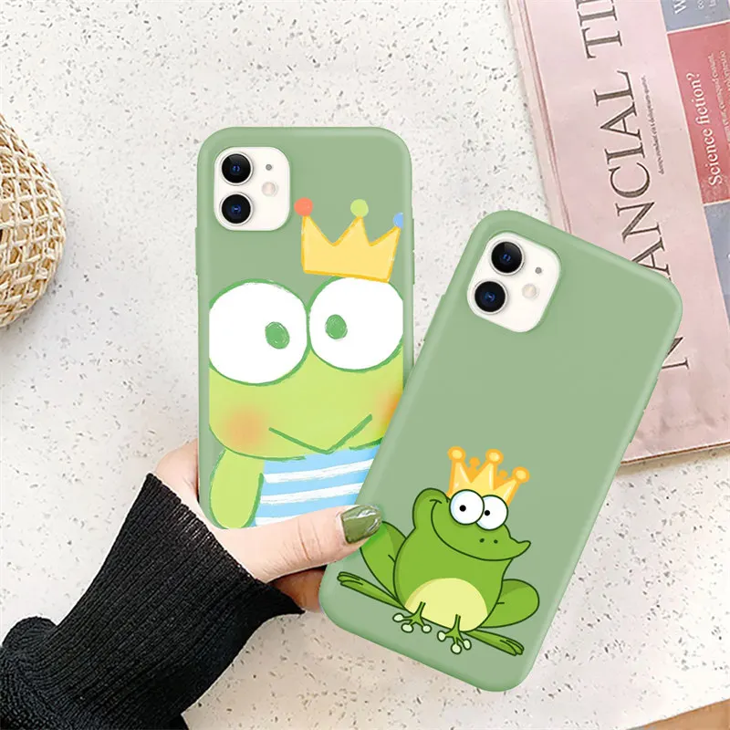 

Moskado Funny Cartoon Frog Crown Soft Silicone Couples Phone Case For iPhone 11 13 12 Pro Max X XR XS Mini 7 8 Plus SE 2020 Back