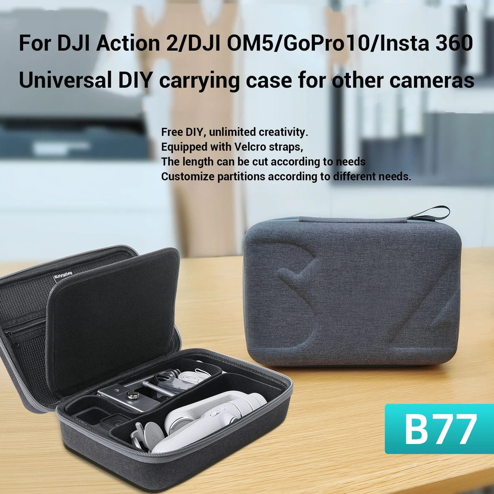 

for DJI Action 2/OM 5/ GoPro 10 DIY Carrying Case Portable Handbag for Pocket 2/Insta360 One X2/FIMI PALM 2 Box Accessories