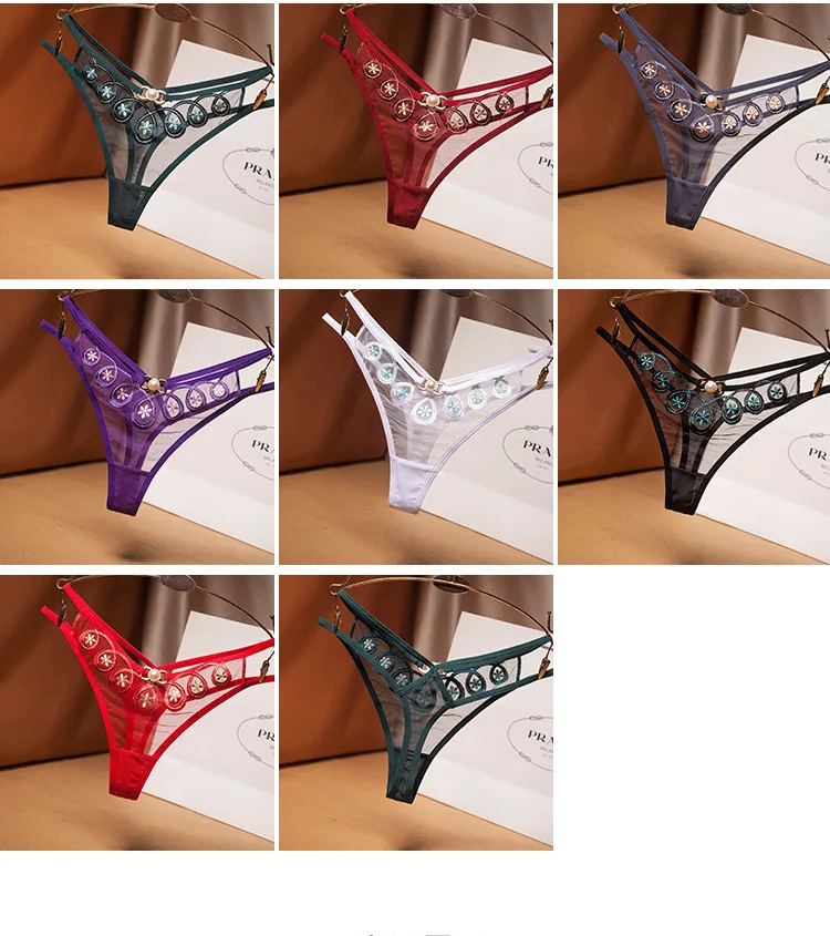 

Transparent Mesh Women's Panties Embroidery Hollow Pearl Thong Women's Japanese Sexy Thin T-pants,underwear Women, Cosplay