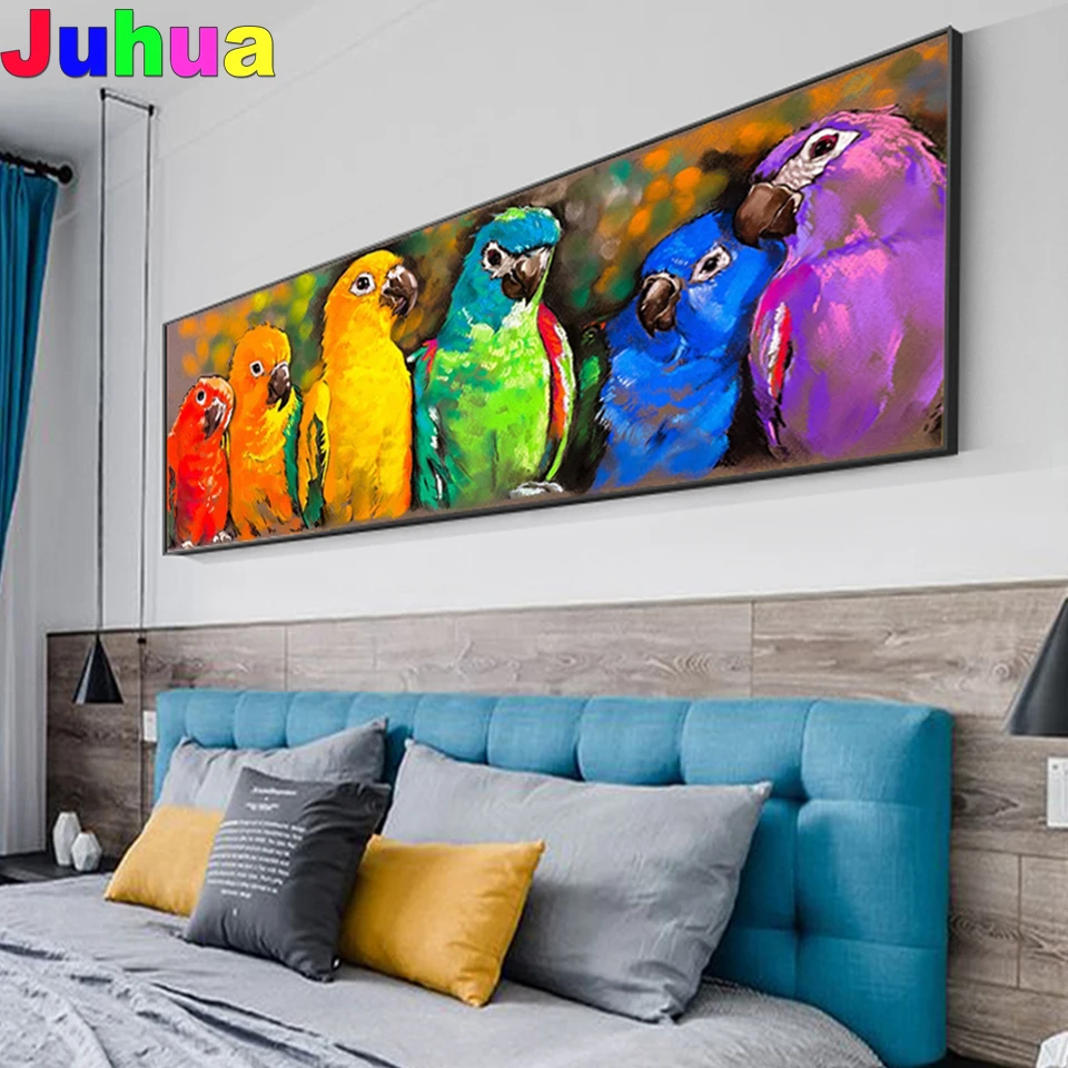 

large Diamond Painting Cross Stitch Abstract Art animal Parrot 5D Diamond Embroidery Mosaic birds icons full square round drill