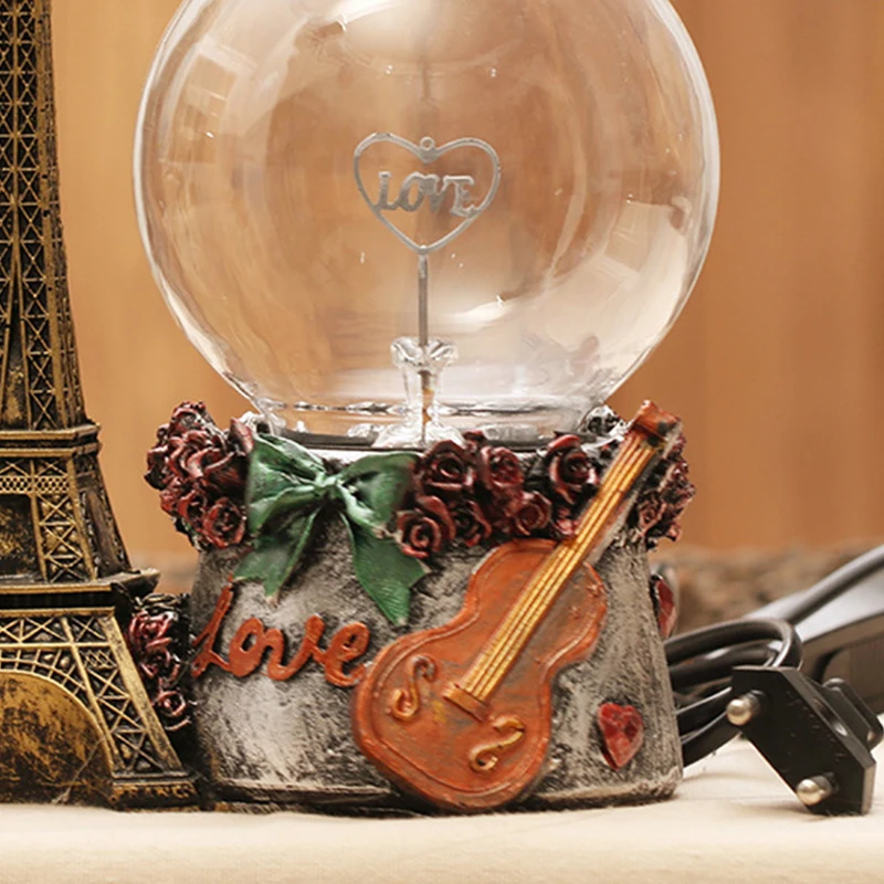 

Creative Nightlight Decoration Lover Crystal Ornament Unique Fairy Miniatura Light Crystal Craft Decoracion Guitar Pattern Globe
