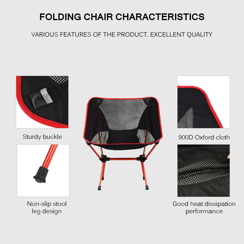 

Camping Chair Portable Beach Hiking Picnic Seat Fishing Tools Folding Chair Super Hard High Load Chair New Travel Ultra Light