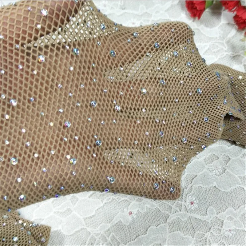 Сексуальные женские ажурные колготки со стразами, сетчатые колготки, разноцветные стразы, чулки, блестящие колготки, колготки в сеточку