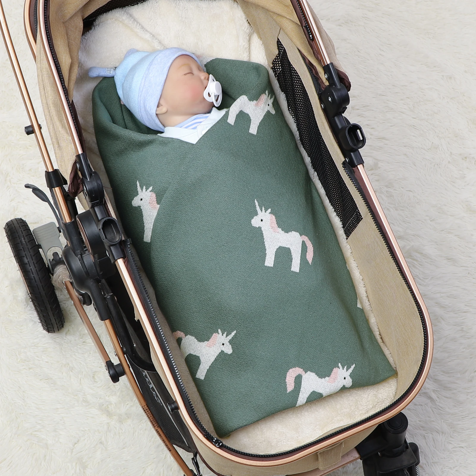 Baby Blankets Super Soft Cotton Knitted Newborn Girl Swaddle Wrap Quilts Cute Unicorn Toddler Boys Sofa Crib Bed Stroller Cover | Мать и