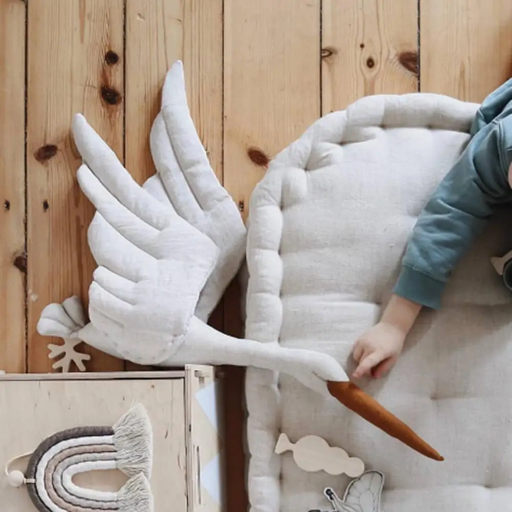 Фото Хлопковая линия настенная подвесная плюшевая кукла в виде лебедя кулон для