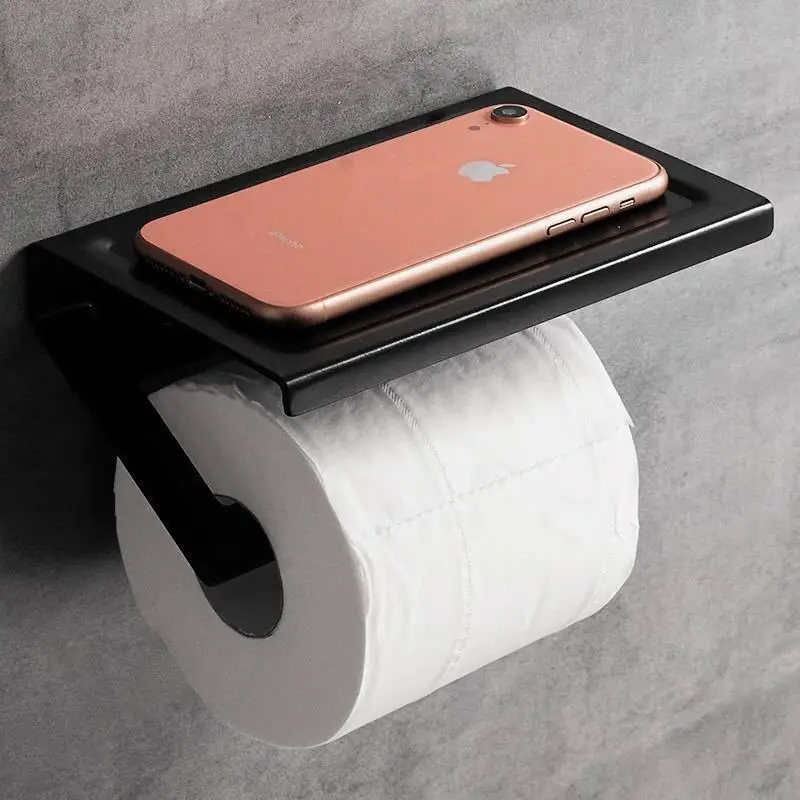 

Space Aluminum Bathroom Toilet Paper Holders Storage Hooks Shelves With Phone Holder Kitchen Tissue Holder Bathroom Accessories