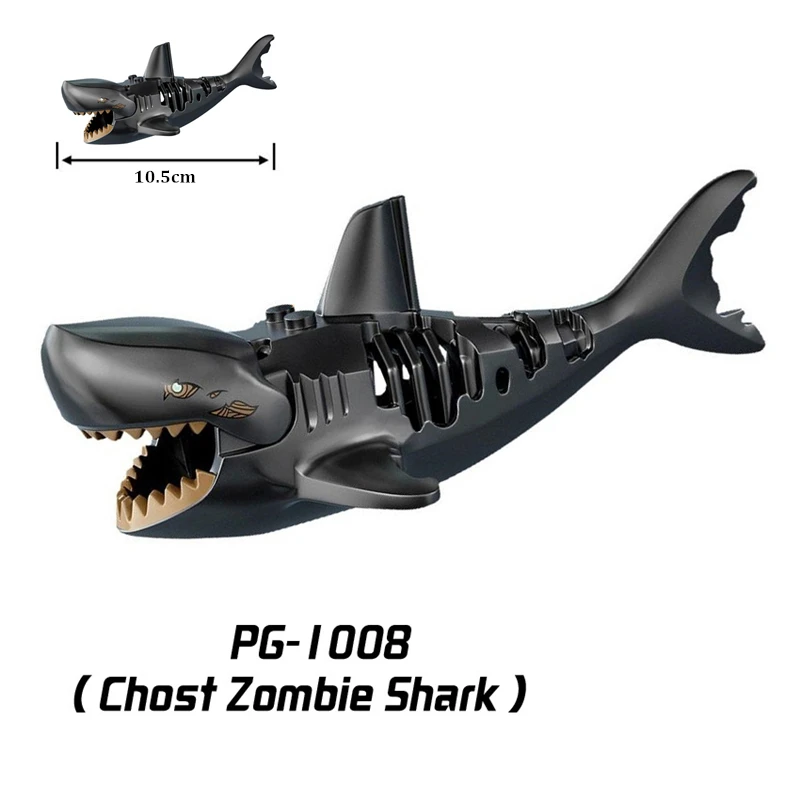 Конструктор MOC в виде животных Акула мегалодон волк леопард черный медведь Кит