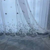 european white embroidery pearl bead lace tulle luxury fancy curtains for bedroom flower sheer for living room window balcony