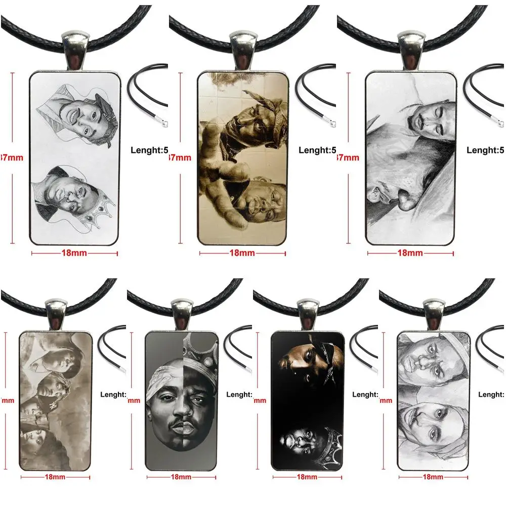 Бигги и Тупак лицо рэп хип-хоп модный стеклянный кабошон подвеска прямоугольное