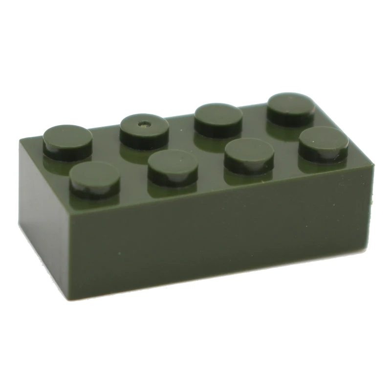 Moc креативный Кирпич 2x4 3001 основы, Обучающие Классические строительные блоки, объемные наборы, совместимые сборные частицы, игрушки для детей - Цвет: Army green