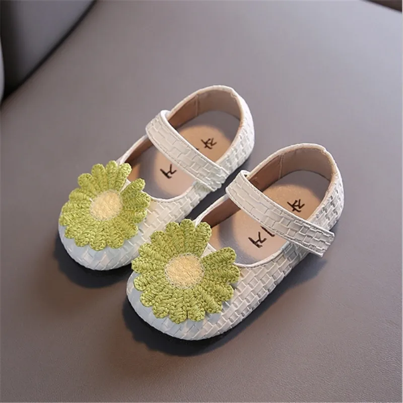 

JY 2020 Children girls pu shoes Girls Shoes Flat flower princess Shoes 21-30 3colors S620 TX11