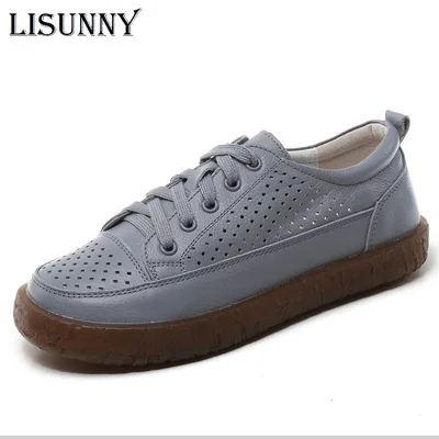 LISUNNY 2021 женские туфли на плоской подошве летние дышащие повседневные с вырезом
