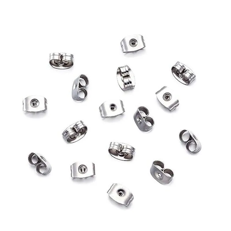 100pcs 4.5x6mm Silver Tone Stainless Steel Nut Clutch Stud Earrings Posts &amp Backs Fittings Ear Stoppers Jewelry Making | Украшения и