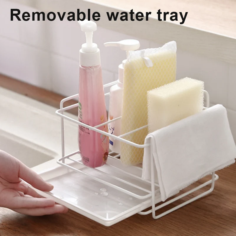 

Sponge Holder Kitchen Sink Caddy Rack Stand Cleaning Brush Soap Organizer Storage Rack With Drain For Dishcloth Brush Bathroom