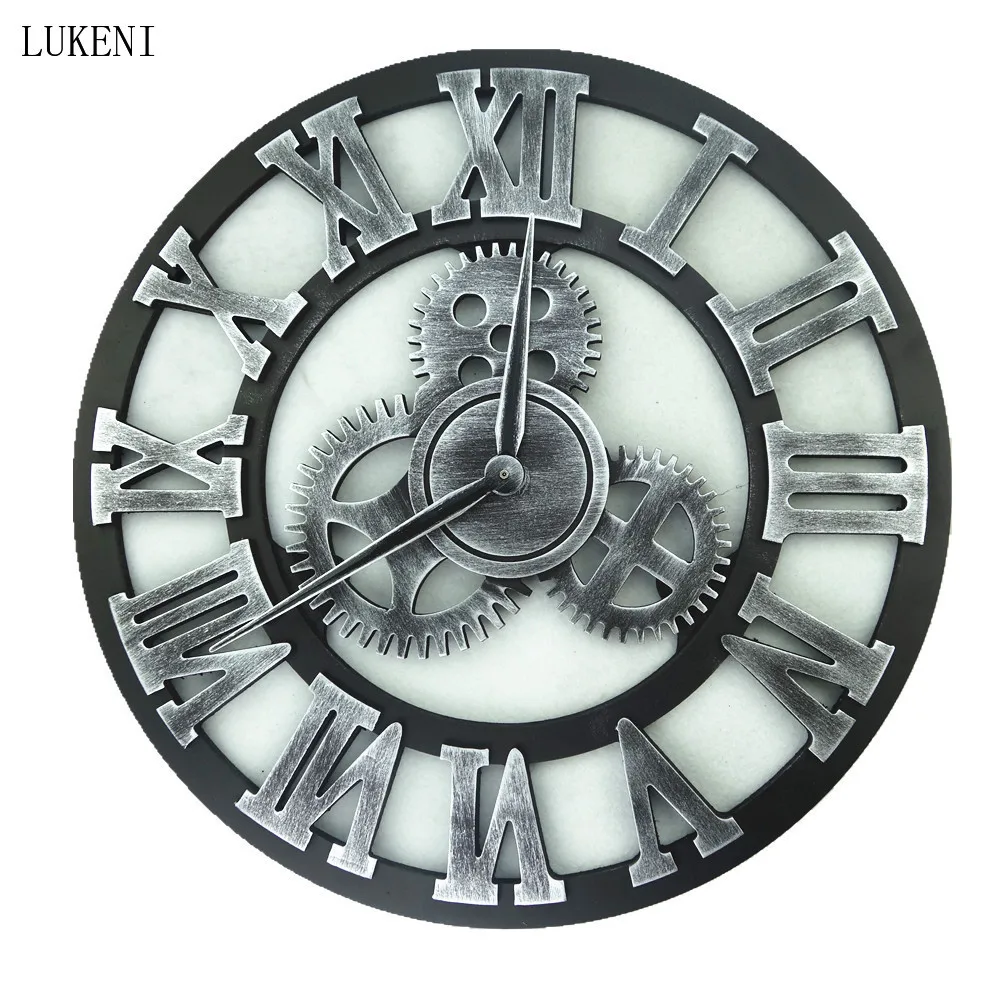 

Large Size 50cm 58cm 80cm Classic Vintage Gold Silver Wall Clock Retro Gear Hanging Clock Roman modern wall clock