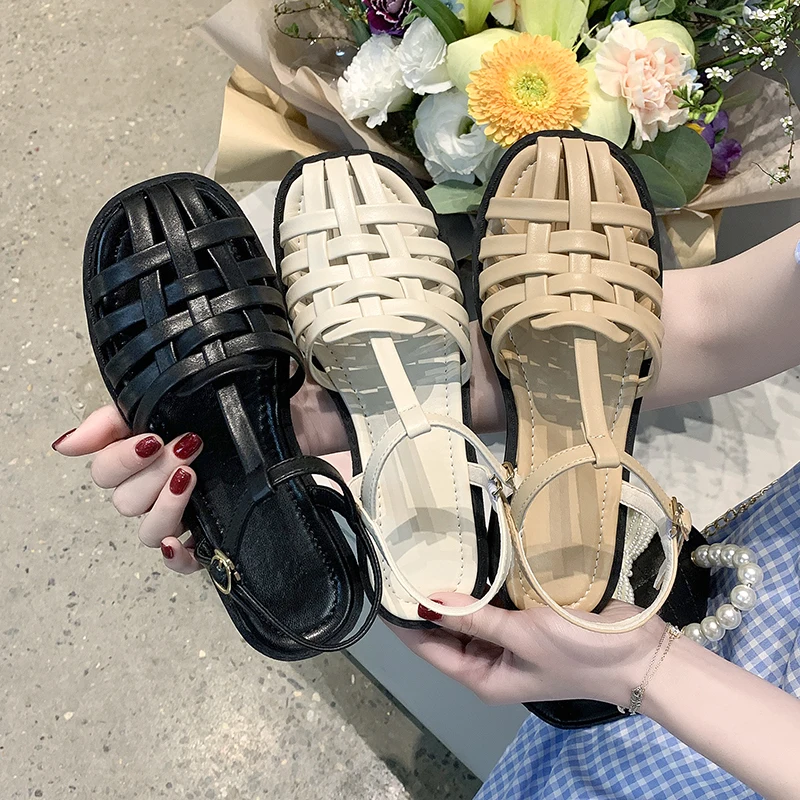 

2021 Sandals Espadrilles Platform All-Match Buckle Strap Suit Female Beige Shoes Summer Heels Breathable New High Black Low Fash