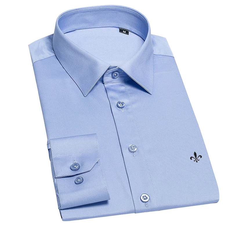 Глажка Camisa Social Masculina модная блузка Dudalina с длинным рукавом Slim Fit рубашка мужская одежда вышивка белый мужской