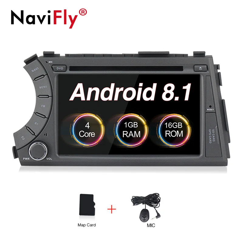 Черный NaviFly " 2din android 8,1 Автомобильный мультимедийный плеер авторадио для Ssangyong Actyon Kyron 2005-2013 автомобильный Радио gps wifi USB - Цвет: Черный