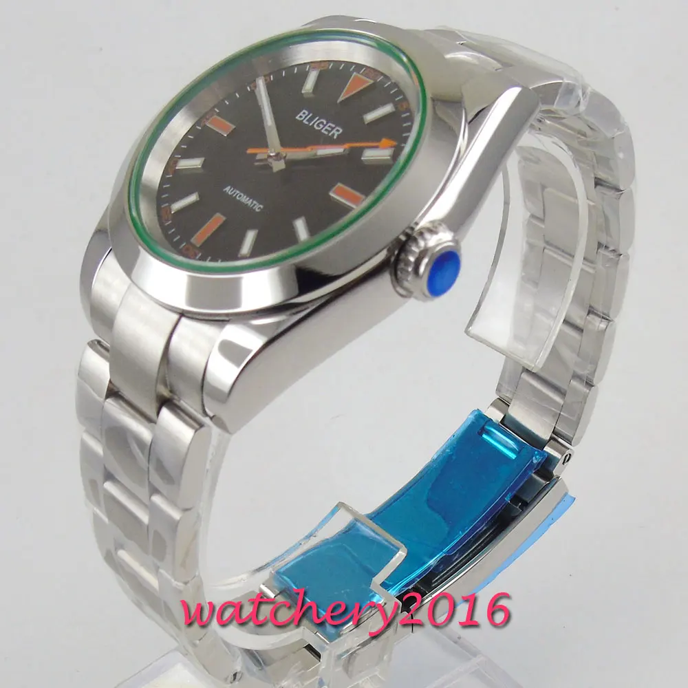 Мужские автоматические механические часы MIYOTA 8215 из сапфирового стекла с черным