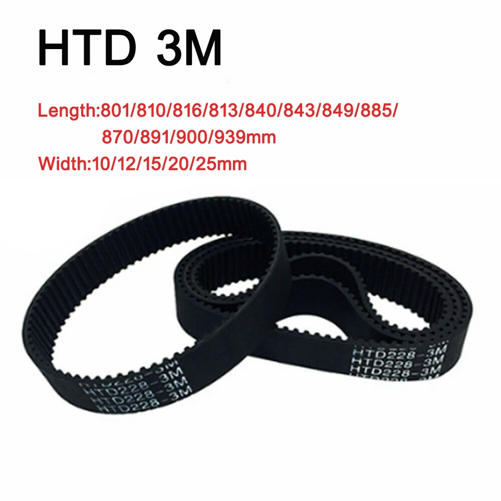 2pieces HTD 3M Timing Belt Rubber Arc Drive Belts 801/810/816/813/840/843/849/885/870/891/900/939mm
