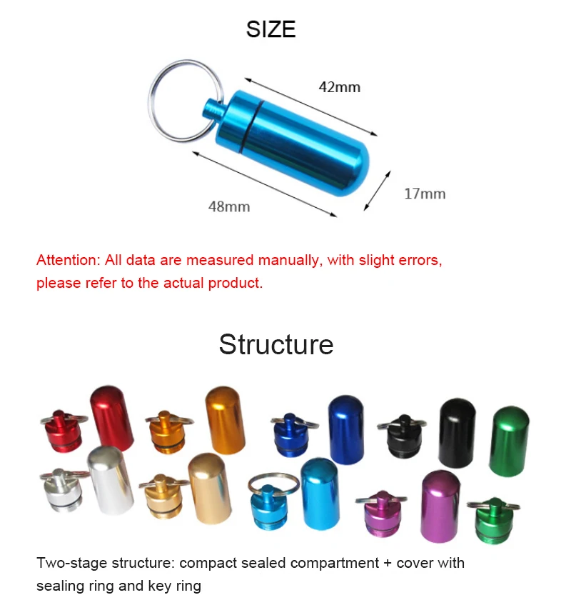Портативный Водонепроницаемый алюминиевый контейнер для таблеток Медицина