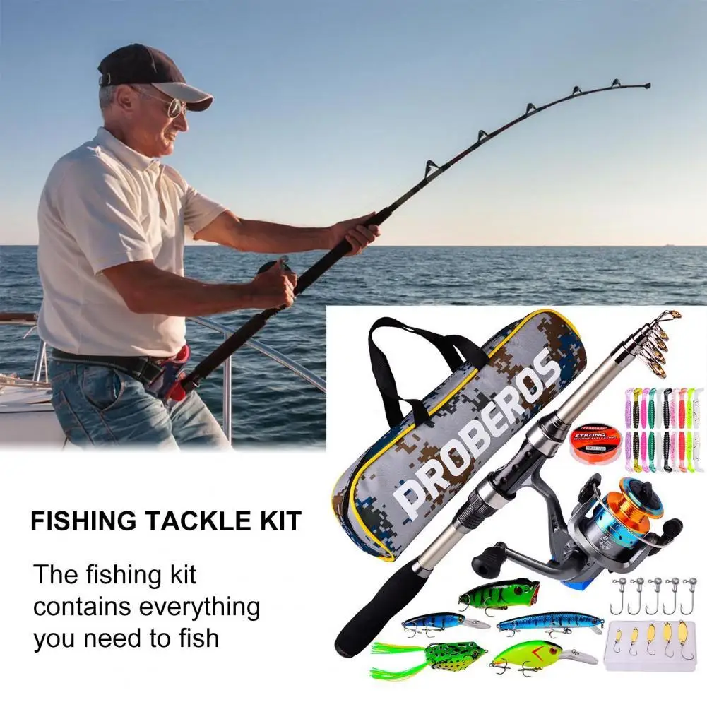 

Fishing Tackle Kit Casting Rod Multiuse Carbon Fiber Fishing Line Lure Bag Hooks Full Set for Outdoor Carbon Fiber Fishing Line