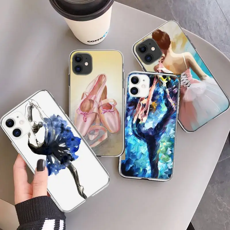 

Ballet Dance Girl Ballerina ballet Phone Case Transparent for iPhone 6 7 8 11 12 s mini pro X XS XR MAX Plus