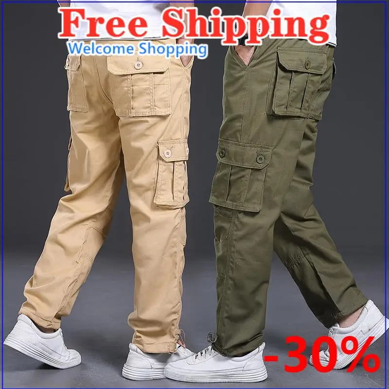 Large men's casual pants loose straight overalls military wear-resistant military work pants men's fashion Workshop Uniforms