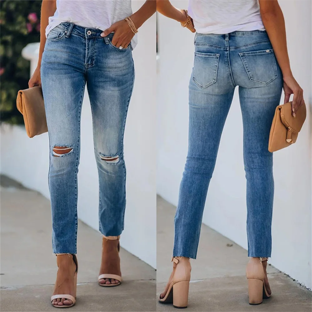 

HUANBEAUTY New Sexy Middle Waist High Elastic Micro Flare Pants Jeans Denim Stretch Women Slim Fit Jeans Women HBP97