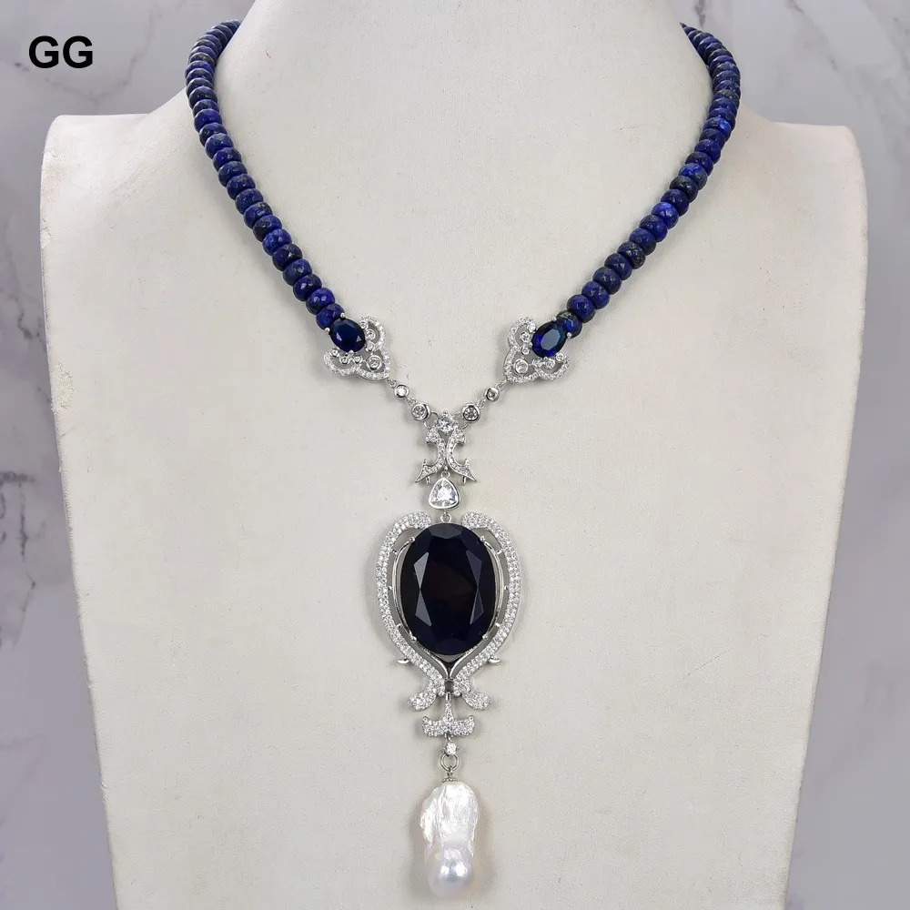 GG ювелирные изделия граненые Lapis ОЖЕРЕЛЬЕ Кеши жемчуг кубического циркония