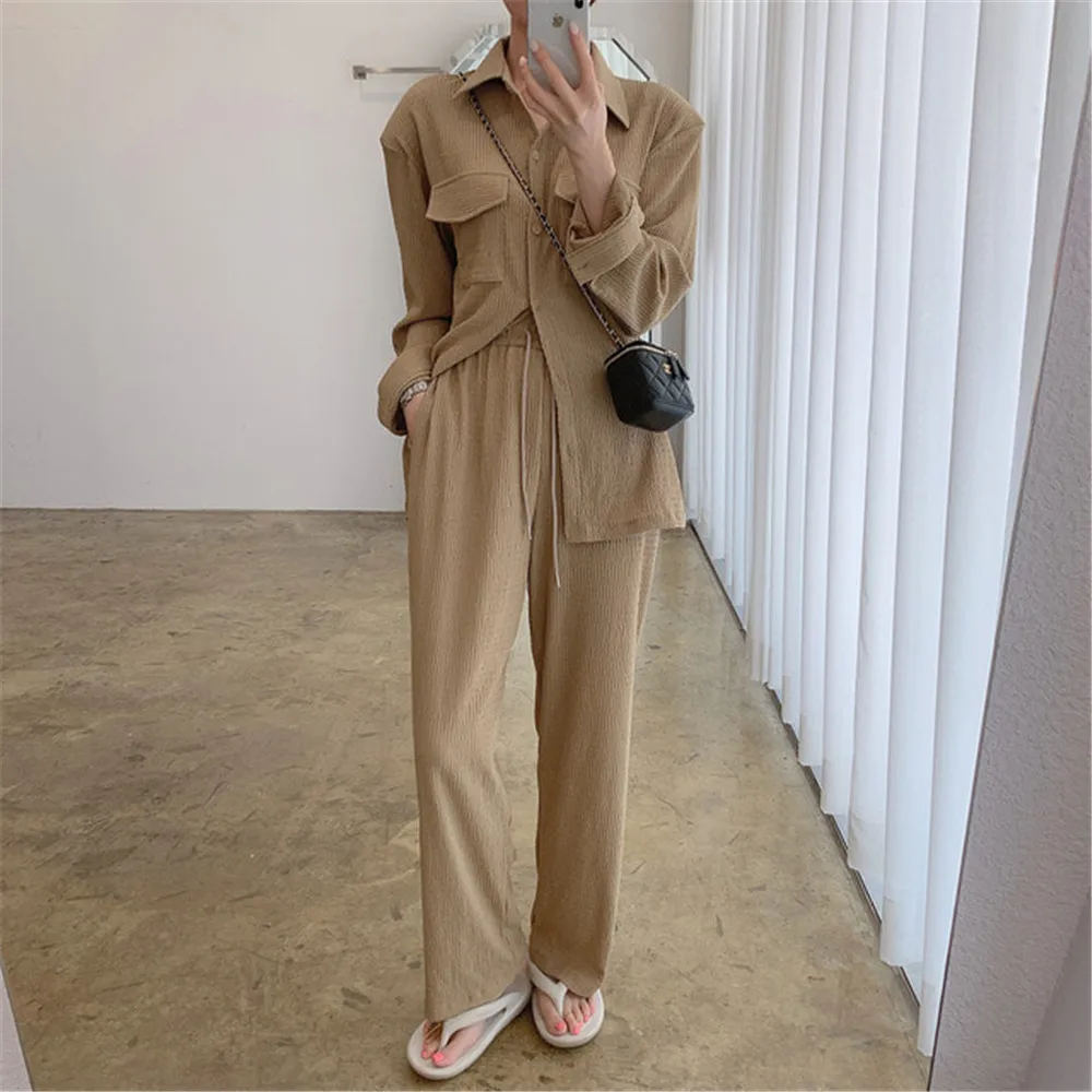 Демисезонная однобортная рубашка с длинным рукавом женская одежда из двух