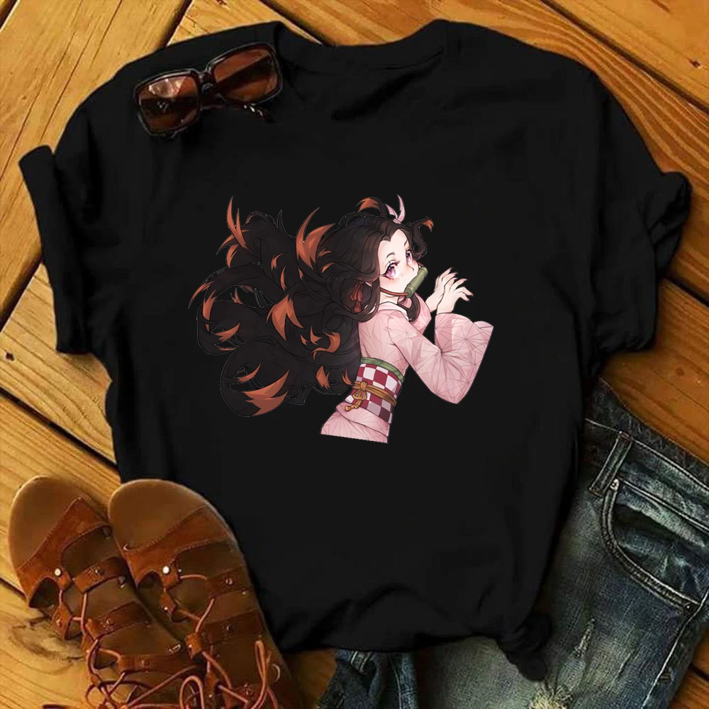 

Kpop Anime Demon Slayer Kawaii Grunge Woman Tshirts Fashion Punk Clothes Japanese Kimetsu No Yaiba Graphic Tee Shirts