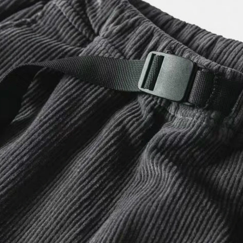 

Casual Cargo Pants Loose Corduroy Retro Chic Ankle-length Leisure Mens Korean Style Adjustable Bundle All-match Elastic Waist
