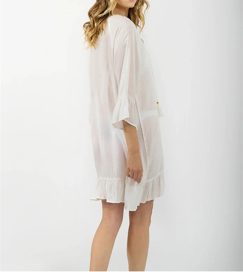 

Summer Sexy Swimming Cover Ups Solid Beach Dress Shirt Bikni Cover Ups Sunprotection Dress Swimsuits Beachwear Free Size