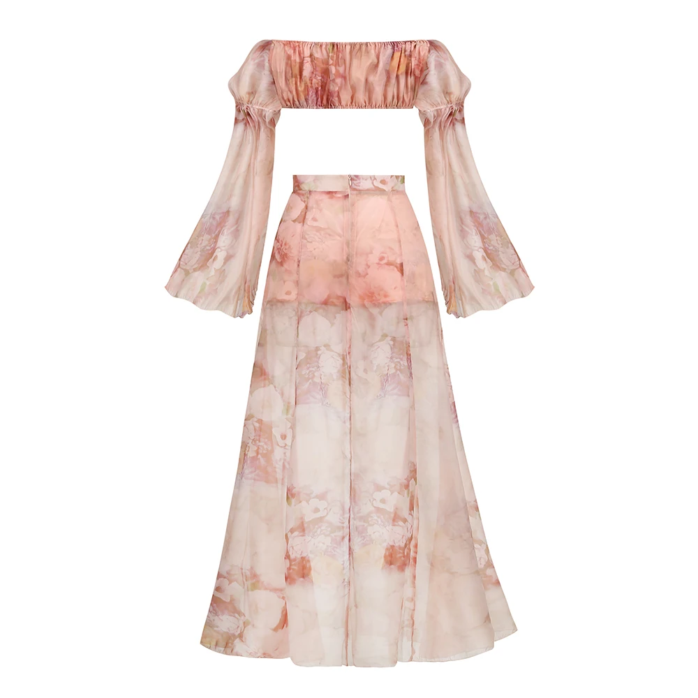 

Vintage One Shoulder Printed Chiffon Long Sleeves Mermaid Evening Dress Elegant Ruffle Vestidos Fashion Lace Corset Club Outfit