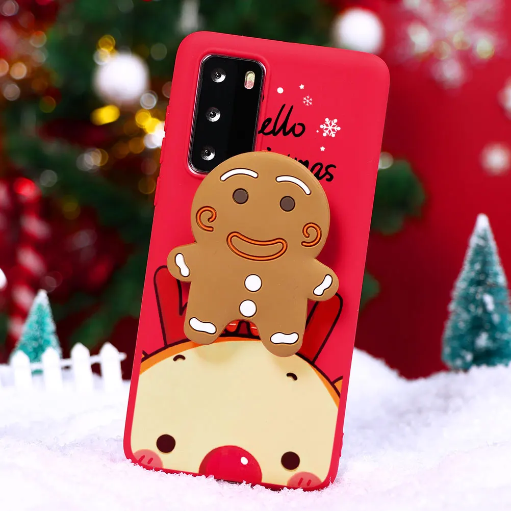 

Phone Holder Case for Huawei P40 P30 P20 Lite Pro P Smart 2020 2019 Y6P Y5P Y8P Case Cute 3D Christmas Cartoon Gift Stand Cover
