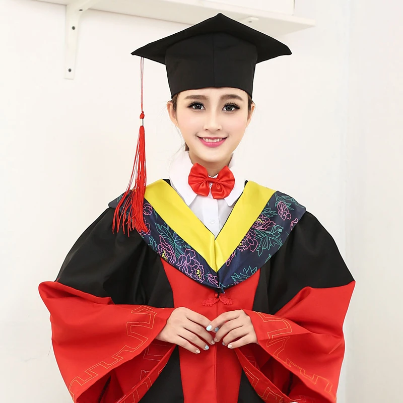 

Bachelor Gown School Uniforms Student College Graduation 2Pcs Robe Hat Sets Unisex 6 Colors University Plus Size 2022 New
