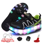 хилисы с двумя колёсами Светящийся кроссовки на колёсах  с usb роликовые кроссовки для мальчиков красовки светящиеся