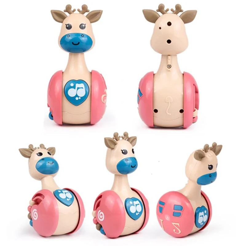 

New Sliding Deer Baby Tumbler Rattle Learning Education Toy Newborn Teether Infant Hand Bell Mobile Stroller Music Roly-poly Toy