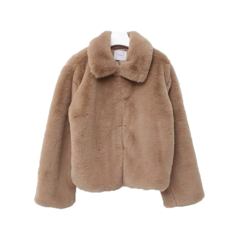 

Womens Faux Fur Warm Thick Coats Fashion Solid Long Sleeve Turn Down Collar Zip Sweat Streetwear Female Casual Fuzzy Jackets