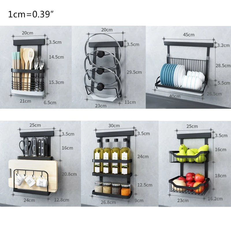 

Kitchen Organizer Storage Wall Mount Spice Rack Bowl Dish Cutlery Shelf Stainless Steel Drainer Holder Accessories