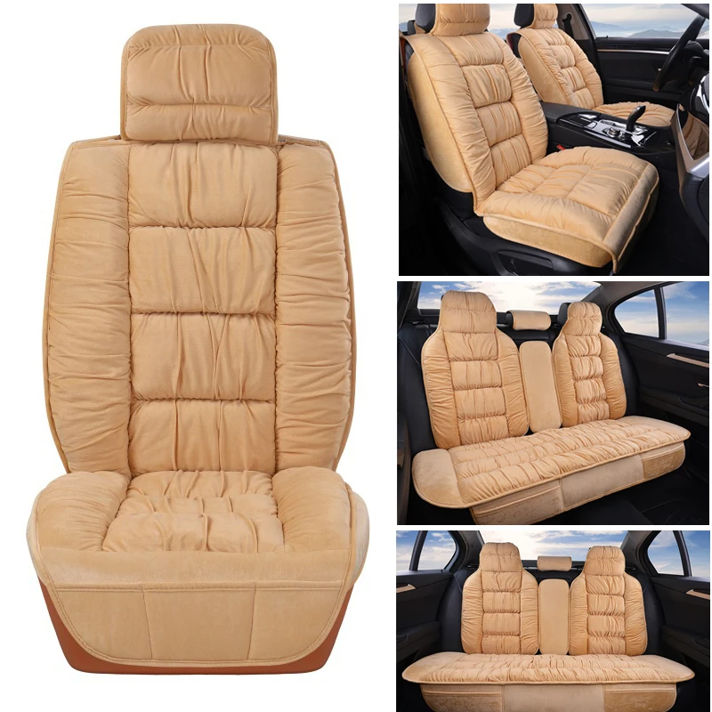 

Warm Car Seat Cover Universal Winter Plush Cushion Faux Fur Material For Car Front Rear Seat Backrest Protector Mat