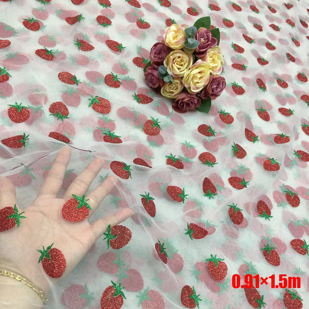 0 91*1 5 м свадебное украшение блестящая бронзовая Клубничная печать кружевная