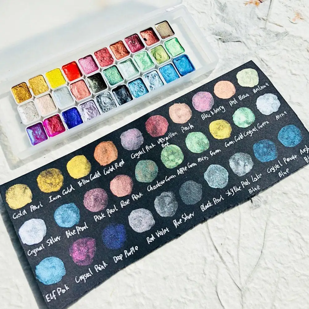 

30 color metallic pearl watercolor paint set brand new glossy paint drops handmade watercolor nail art and watercolor painting