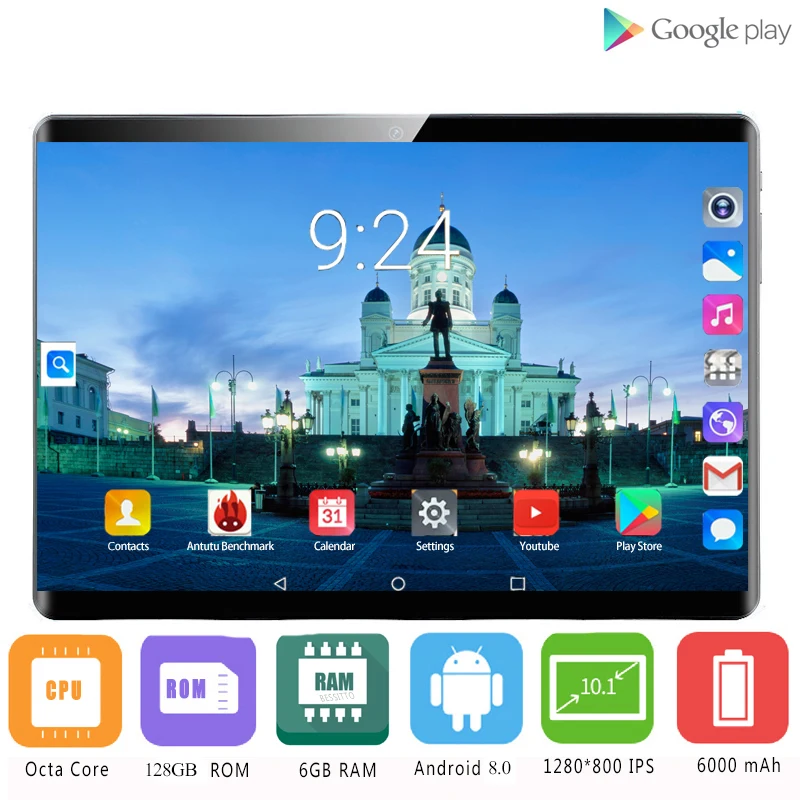 

Планшет на Android 2021, восемь ядер, экран 10,1 дюйма, 6 ГБ + 9,0 ГБ